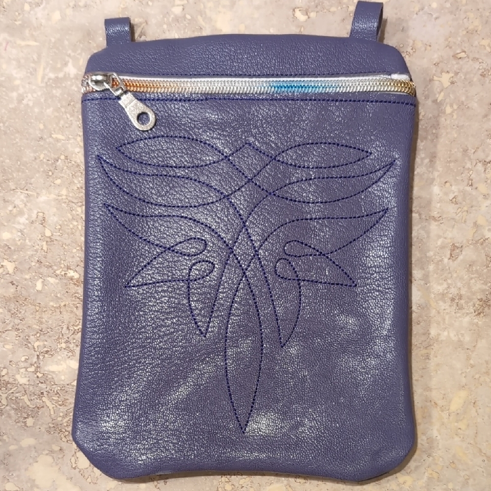 Stylish Blue Leather Crossbody Bag